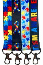 Pack of 4 Autism Awareness Lanyard Id Badge Holder Keychain By Execucat