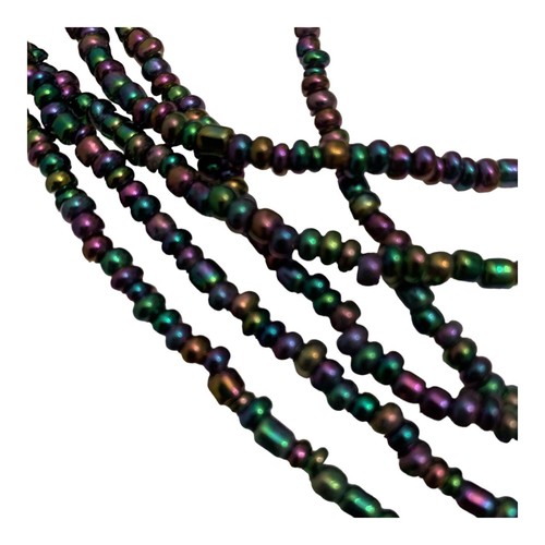 Single Strand Long Rainbow Hematite Necklace 57” Metallic Purple Green Blue - Picture 6 of 7