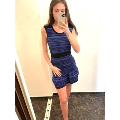 choker knit dress Turquoise Ribbed Choker Knit Sweater Bodycon Mini Dress Turquoise / S-M-L/2-2-2