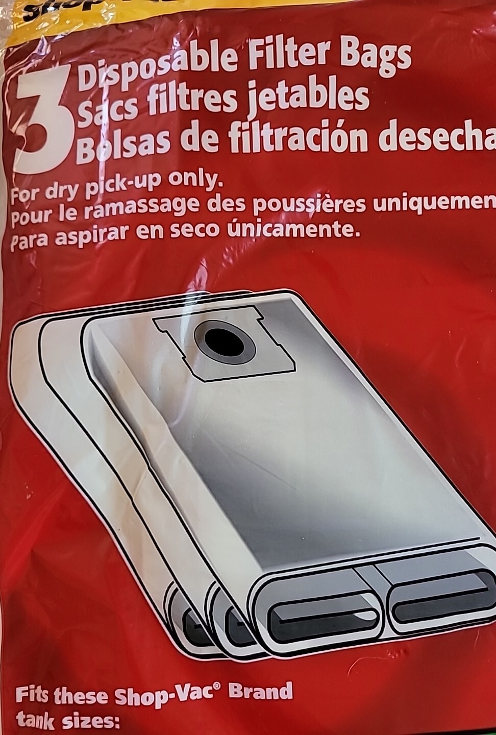 3 Pack Shop Vac 90662 1014 Gallon Disposable Filter Bags Factory