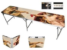 8' Folding Beer Pong Table with Bottle Opener Silver Aluminum