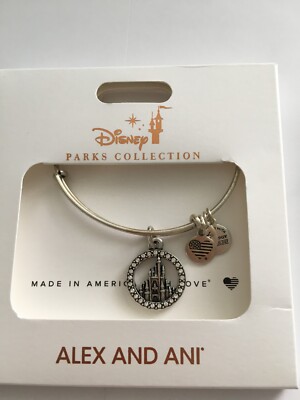 Disney Parks Alex and Ani Magic Kingdom Castle Rhinestone Crystals Silver NIB