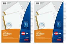 Avery 5-Tab Binder Dividers 1 Set Insertable Clear Big Tabs Letter - Pack of 2