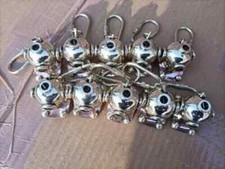 LOT OF 10 SOLID BRASS DIVE KEY CHAIN KEY RING SCUBA DIVING MINI DIVERS HELMET