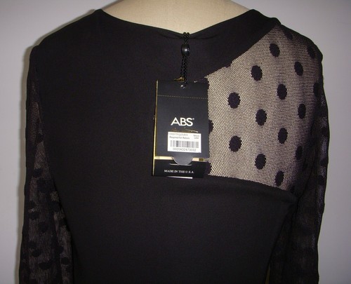 Allen Schwartz Black Draped Midi Cocktail Dress M New - Picture 12 of 12