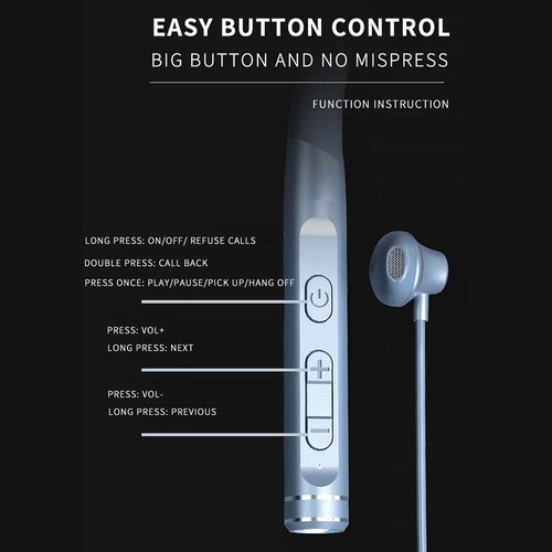 Neckband Wireless Bluetooth Headphones Mic Headset Stereo Earbuds Earphone - Photo 11 sur 15
