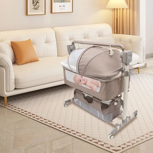 Cuna inteligente para bebé mesita de noche música cuna ajustable en altura 20 kg - Imagen 6 de 6