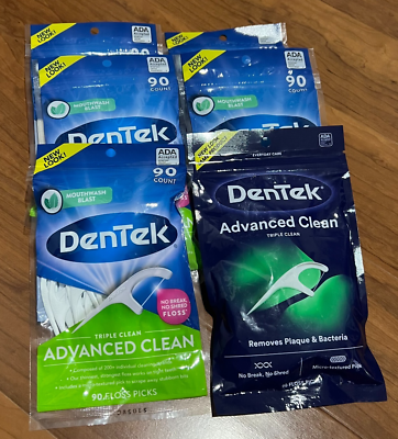 #ad #ad DenTek Triple Clean Advanced Clean No Break No Shred 90 Floss Picks x 6 NEW $29.99