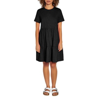 Gap Women's Short Sleeve Tiered Dress (True Black, Xs)