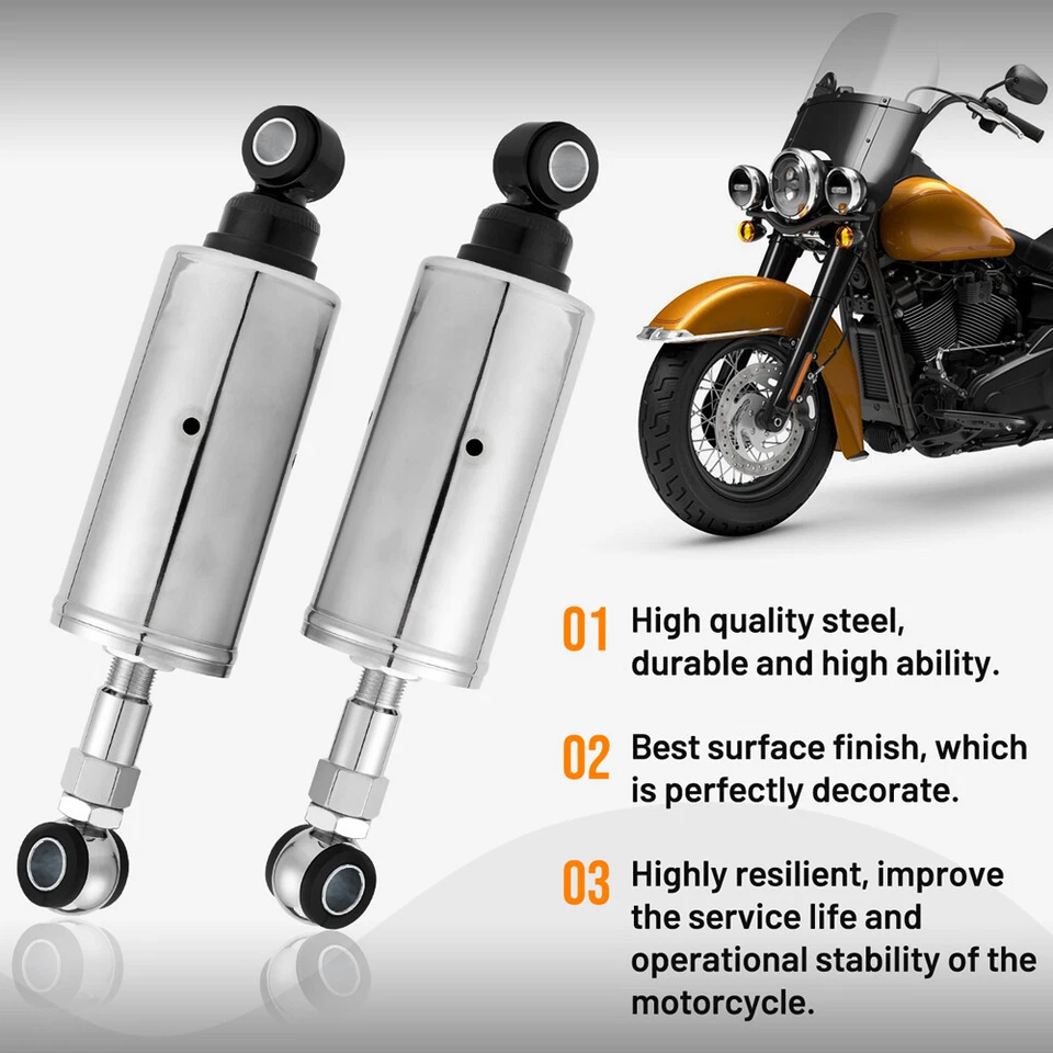 For Harley Evolution Softail 89-99 Chrome Narrow Body Adjustable Lowering Shocks Foto 4 de 4