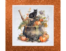 Halloween Cat Dish Towel, 12x12, FREE shipping, hand towels, bath, choice, gifts