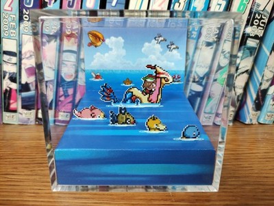 Pokemon Milotic Surfing Feebas Diorama - Gameboy Gaming Cube - Fanart