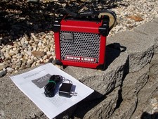 ROLAND MICRO CUBE PORTABLE GUITAR AMP AMPLIFLIER RED with AC ADAPTER GOOD COND