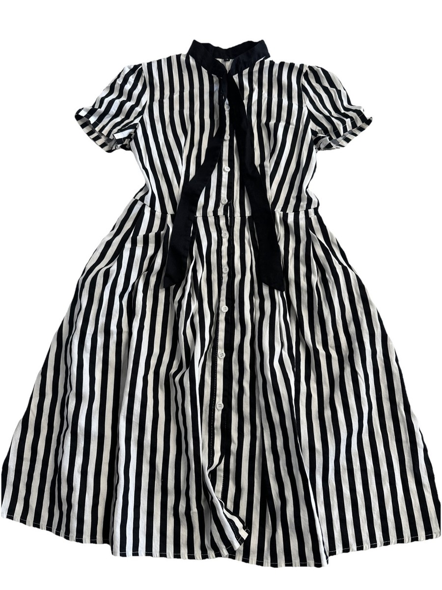 Vintage inspired womens black/white stripe dress Small (Worn Once)  Cotton/Spande