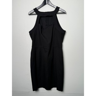 Banana Republic Womens Black Cut-Out Halter Neck Sheath Dress Size 16 Pockets