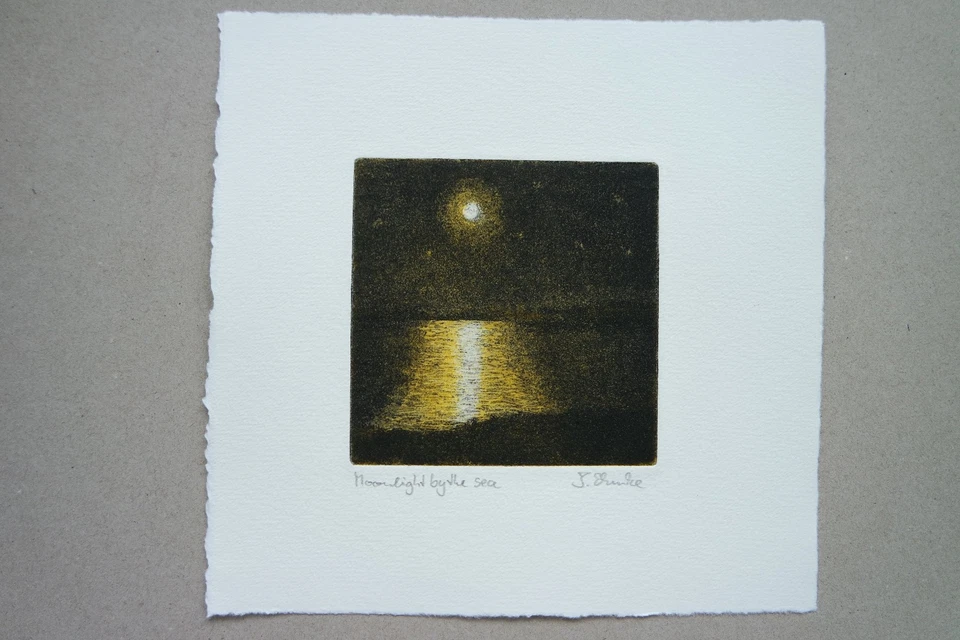 Aquatinta-Radierung „Moonlight by the sea“, Originaldruck signiert T. Ehmke 2025 - Bild 2 von 4
