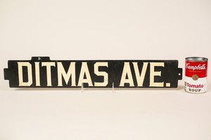 ORIGINAL NYC SUBWAY SIGN - HEAVY METAL - "DITMAS AVENUE" - 2 SIDED