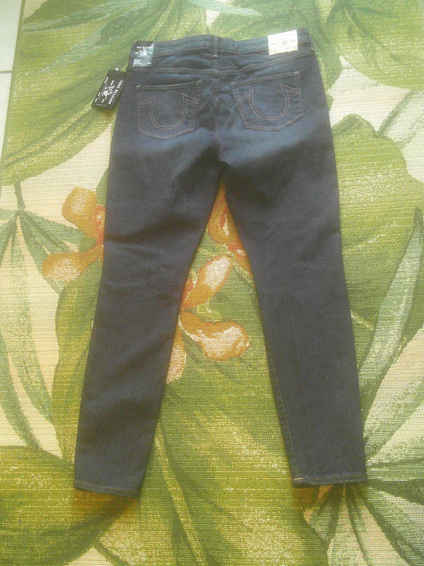 True Religion Halle SN Button Fly Skinny Jeans Dark Wash Size W32 X29 NWT