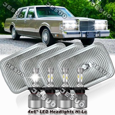 For Lincoln Town Car 1981-1989 4PCS 4X6'' LED Headlights High/Low Beam 6000k DOT