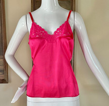 Vintage 1980s Magenta Lace Coquette Camisole Lingerie Teddy Top Vanity Fair S/M