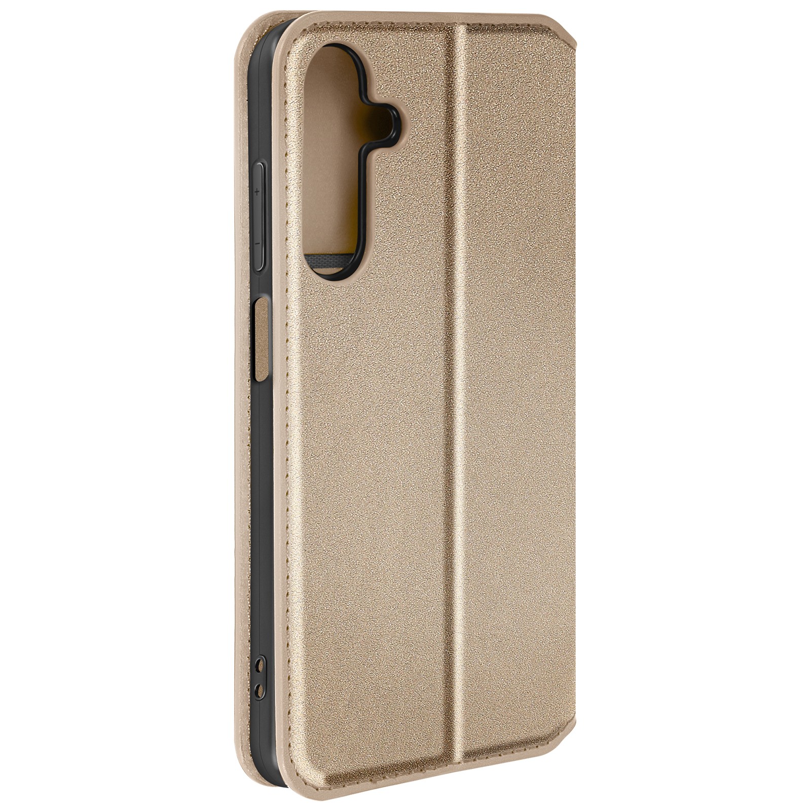 Étui Galaxy A15 clapet doré avec porte-carte bancaire et support vidéo amovible