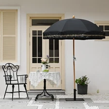 LAGarden 6‘ Fringe Patio Umbrella Jazz Age,Black sequin,JZ6-06