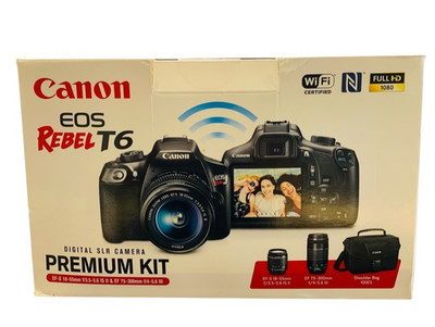 Canon EOS Rebel T6 Digital SLR Camera Premium Kit with 2 Lens New/Other