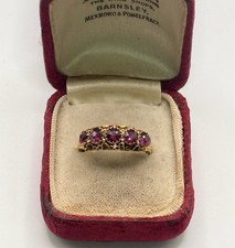 Antique Victorian 15ct Gold Five Stone Almandine Garnet Half Eternity Ring c1876