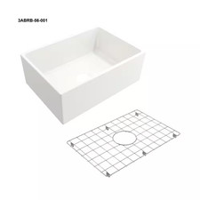 27 In. Farmhouse/Apron-Front Single Bowl White Fireclay Kitchen Sink with Bottom