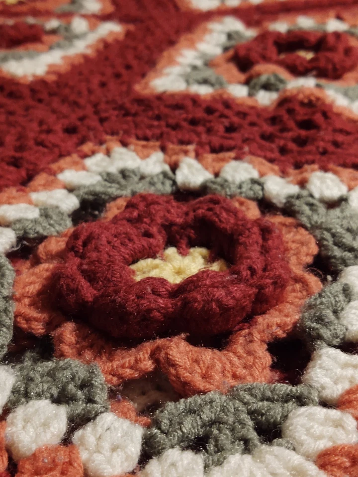 🌸 Manta 3D Abuelita Cuadrada Afgana 57x80 Tiro Rosa Casa Núcleo Retro Boho De Colección Foto 3 de 4