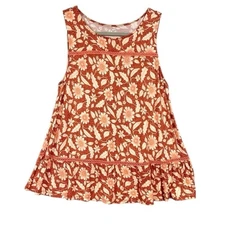 Loft Floral Ruffle Hem Tank Blouse Size M