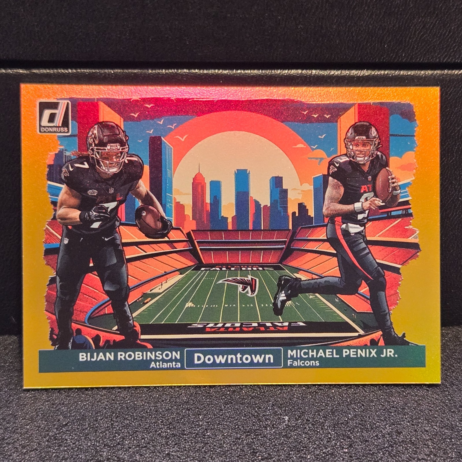 2024 Panini Donruss Horizontal Gold Downtown! 5/10, Robinson/ Penix Jr.
