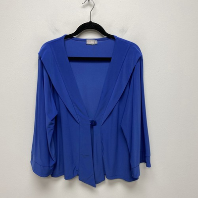#ad Sympli Cardigan Womens 12 Cobalt Blue Stretch Draped Lapels One Button Sweater $24.71
