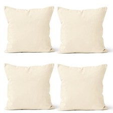 Throw Pillow Covers 18x18 in Set of 4 18" x 18" Pack of 4 Cotton Natural