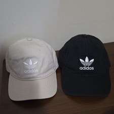 Two Adidas Men's Black Beige Adjustable Trefoil Cap One Size Casual Sports Logo