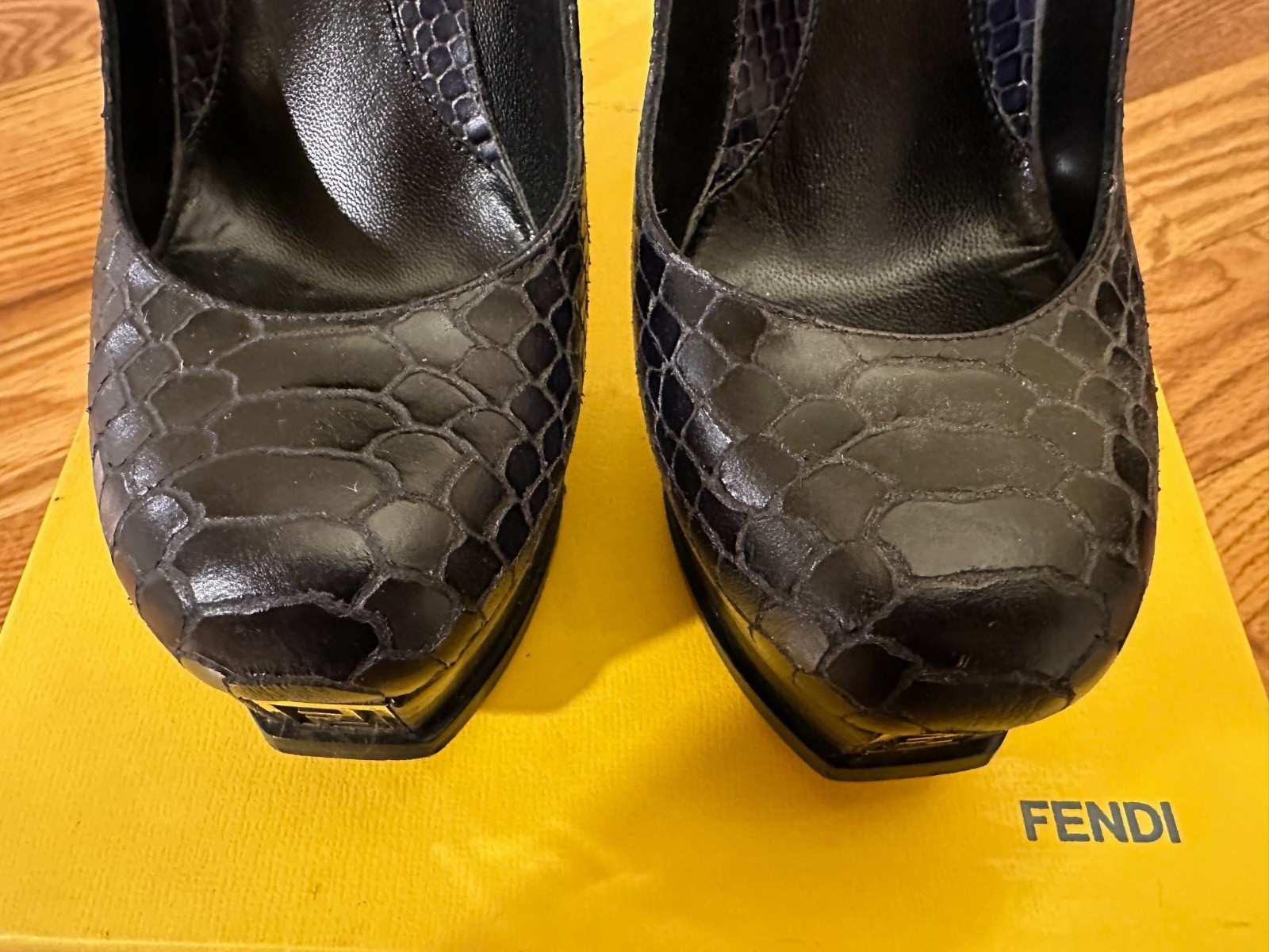 FENDI Fendista Python Embossed Dark Navy Leather … - image 6