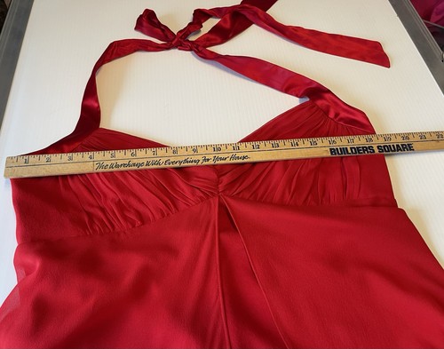 Vintage Donna Ricco 100% Silk Halter Red Flowy Dress Size 14 - Picture 10 of 14