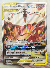 Carta Pokemon promozionale Espeon & Deoxys GX SM240 Sole e Luna Stella Nera quasi nuova