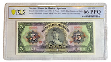 MEXICO 5 Peso. 1954 SPECIMEN, Pick-57CS PCGS 66 PPQ BANKNOTE