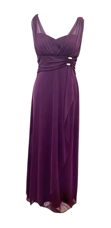 Betsy & Adam Purple Sleeveless Evening Gown Size 12 | Long Formal Dress Rhinesto - Image 2 of 4