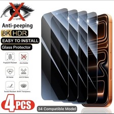 Clear 9H Anti-Spy Tempered Glass Screen Protector 4PCS for Apple iPhone