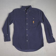 Disney Store Winnie the Pooh Corduroy Button Down Shirt Men's Small Navy Blue