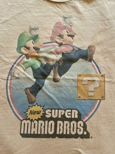 NEW SUPER MARIO BROS Vintage Alstyle Promo T-Shirt YOUTH L Nintendo RARE Luigi