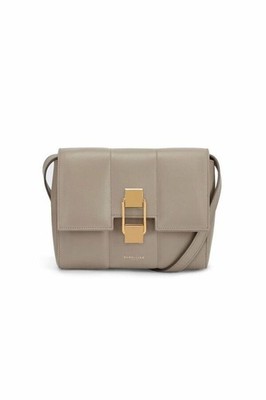 NEW DeMellier London The Mini Alexandria Padded Taupe Leather Shoulder Bag  $395