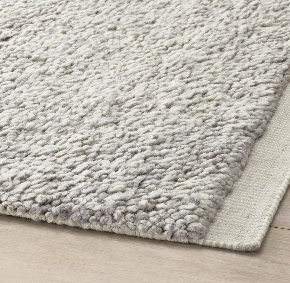 New Color Marled Silver Moroccan Berber Wool Rug Luxury Design Handmade Area Rug - Image 3 of 4