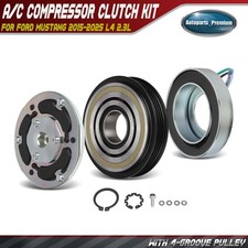 A/C Compressor Clutch Kit w/ 4-Groove for Ford Mustang 2015-2025 L4 2.3L 12 Volt