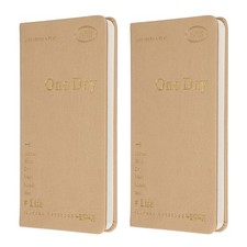 2Pcs Daily Planner Notebook, 7 x 3.8" to Do Notebook, Brown