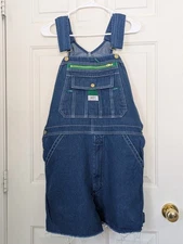 Liberty Overalls Cut Offs Size 34 Blue Denim Carpenter Bib Trucker Farm Workwear
