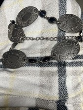 Women's Concho Belt Silver VTG Medium /large Floral Rhinestone Jeweled Western