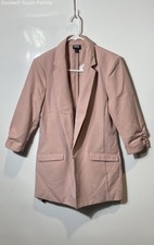 INC International Concepts Womens Pink Ruched 3/4 Sleeve Notch Lapel Blazer Sz M